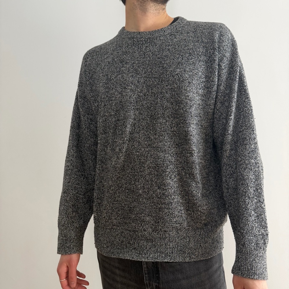 H&M L.O.G.G. Men’s Gray Marl Crewneck Knit Sweater Wool Blend  Size M